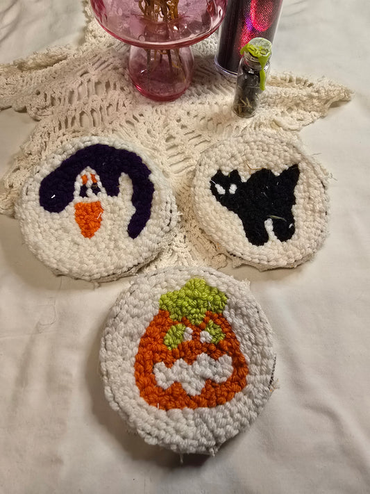 Halloween Cookie Punch Needle Coasters