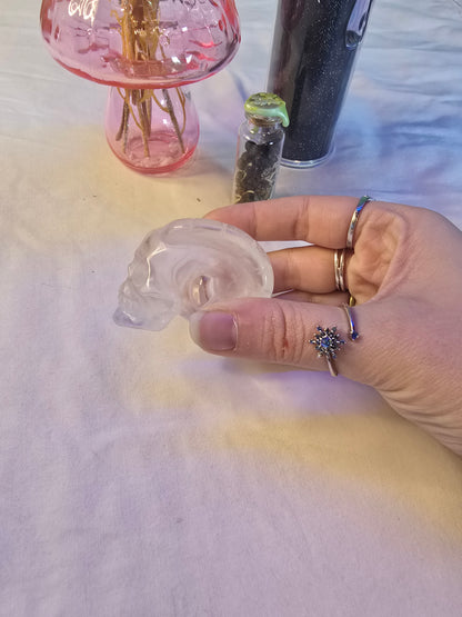 Clear Quartz Skull with Ram Horns