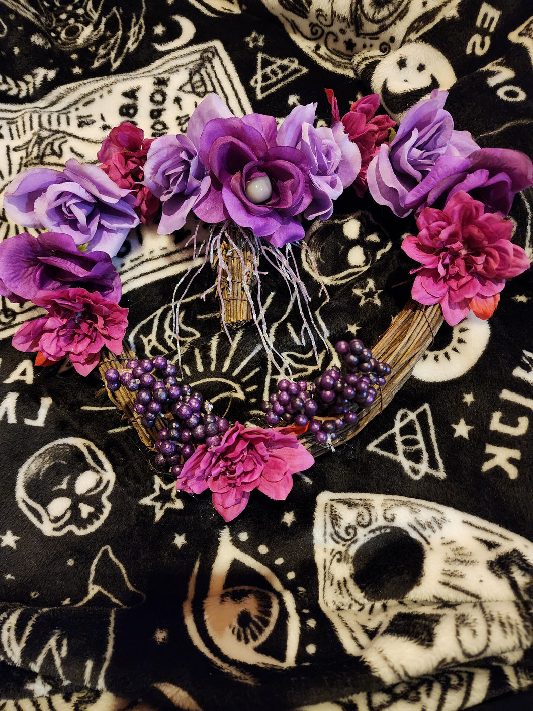 Purple Heart Grapevine Wreath With Crystal